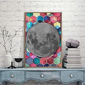 Framed Canvas Wall Art for Living Room, Bedroom Moon Canvas Prints for Modern Home Decoration Ready to Hang - 16"x24" inches