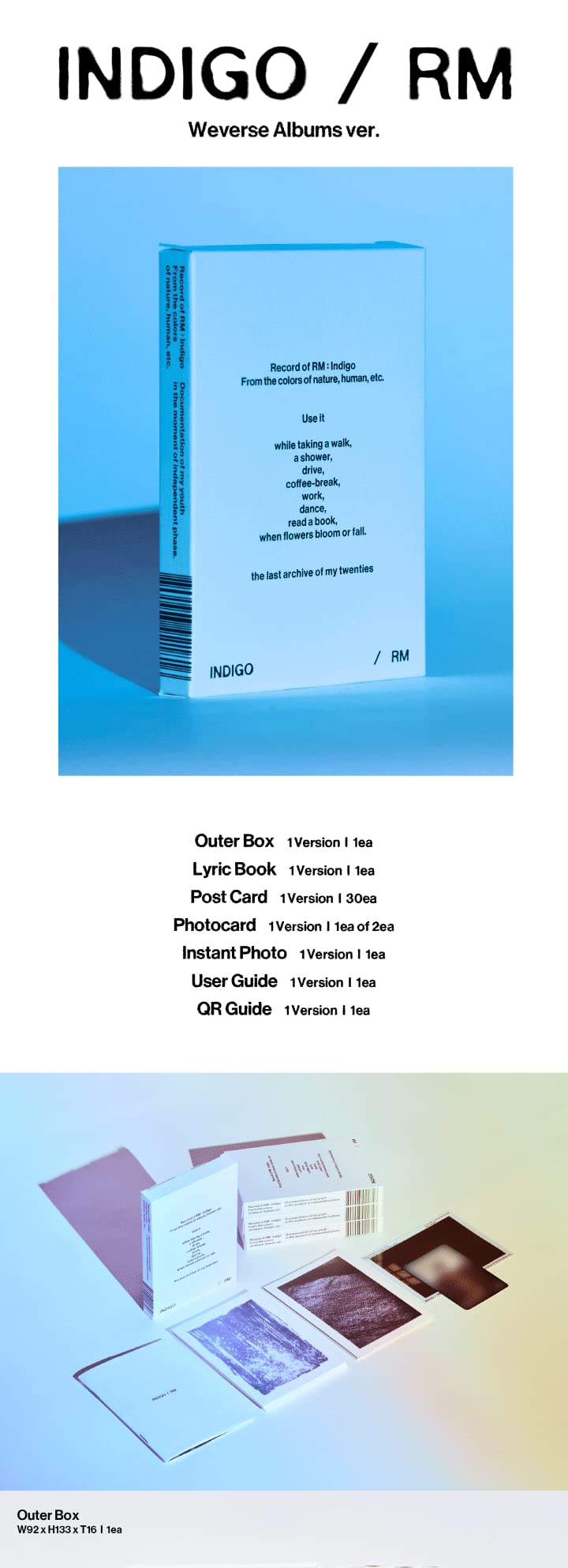 Mua BTS RM Indigo 1st Solo Album Contents+Book+Postcard+Photocard ...