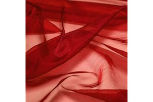 SARVAM FASHION Organza Fabric 5 Yard Bridal Solid Sheer Organza Fabric Bolt for Wedding Dress, Fashion, Crafts, Decorations Silky Shiny Organza 44" - (5 Yard, Red)