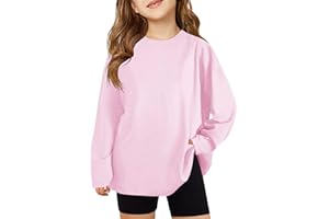 ZDC Girls Oversized Tshirts Kids Long Sleeve Crewneck Shirts Fall Tops Tees 5-14Years
