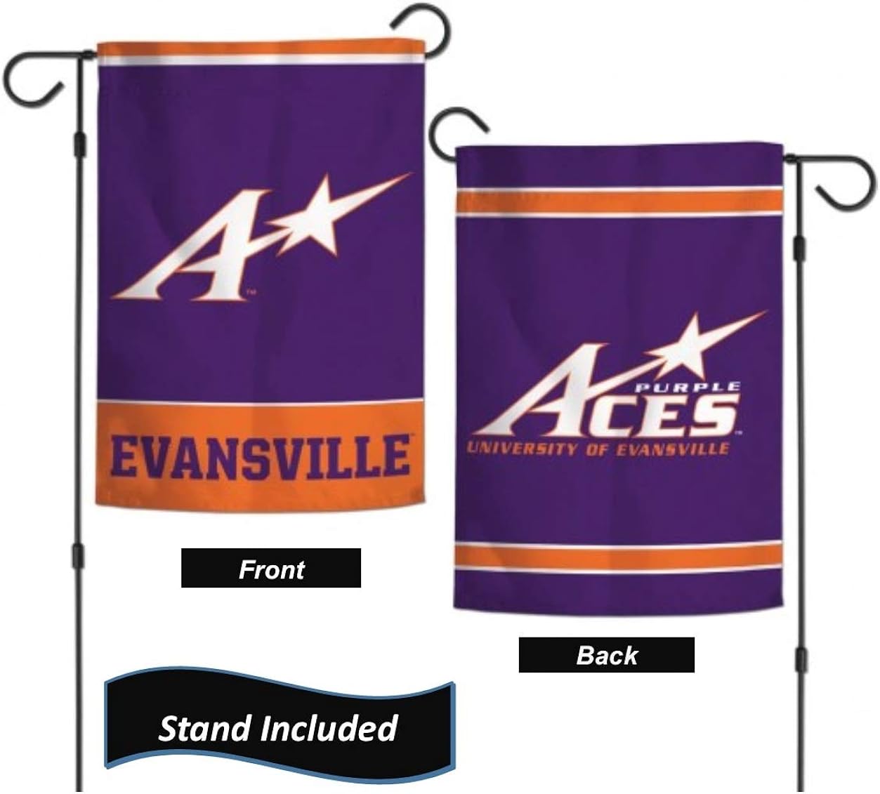 Evansville Purple Aces Garden Flag Set with Stand, Printed