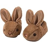 Drecage Girls Toddler Slippers Boys House Shoes for Little Kids Cute with Bunny Design Plush Indoor Slippers Non-Slip