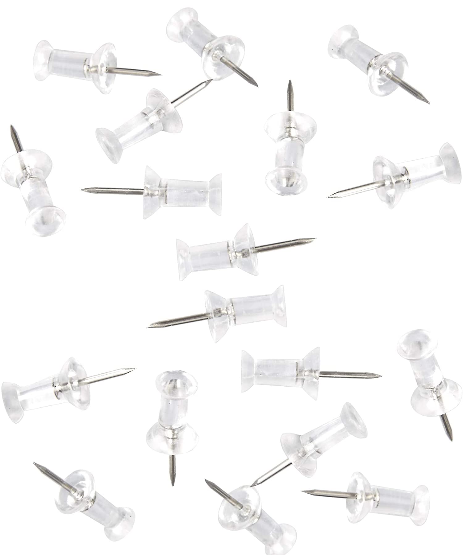 Photo 1 of 100-Pack Push Pins Tacks, Clear Plastic Head, Steel Point,Thumb Tacks for Wall Corkboard Map Calendar Photo -Home Office Craft Projects Heavy Duty Head Pin