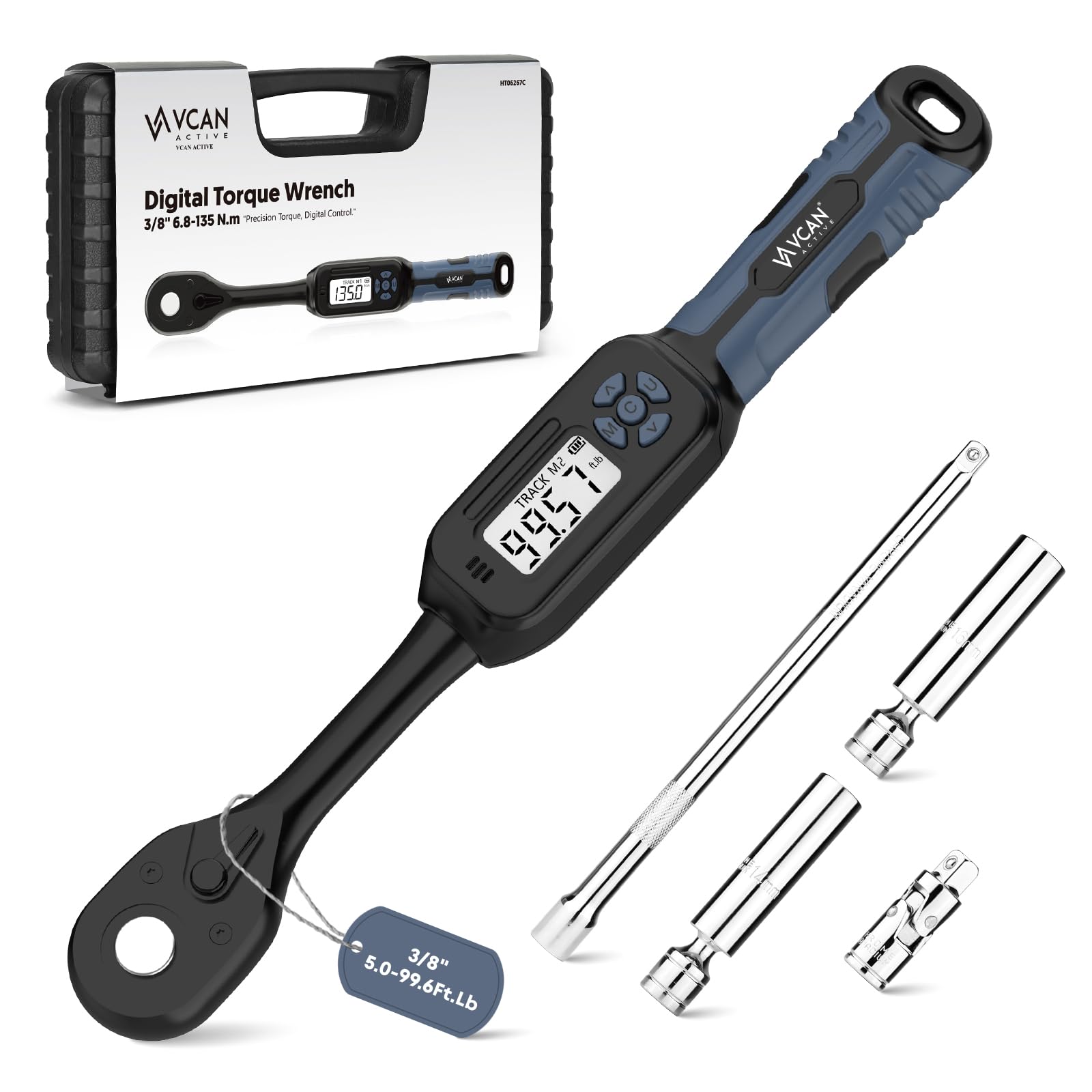 Photo 1 of 3/8 Torque Wrench Digital (5.02-99.6 Ft.Lb?±1 % Accuracy Digital Spark Plug Socket & Tire Inch Pound Torque Wrench 3/8 Drive with Buzzer and LED Flash Notification Track Mode for Moto Auto Car