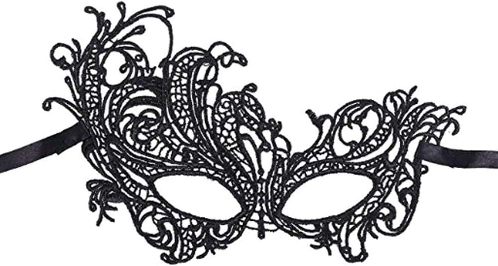 Duoduodesign - Lace Mask Halloween Masquerade Exquisite High-end Lace Masquerade Mask (Black)