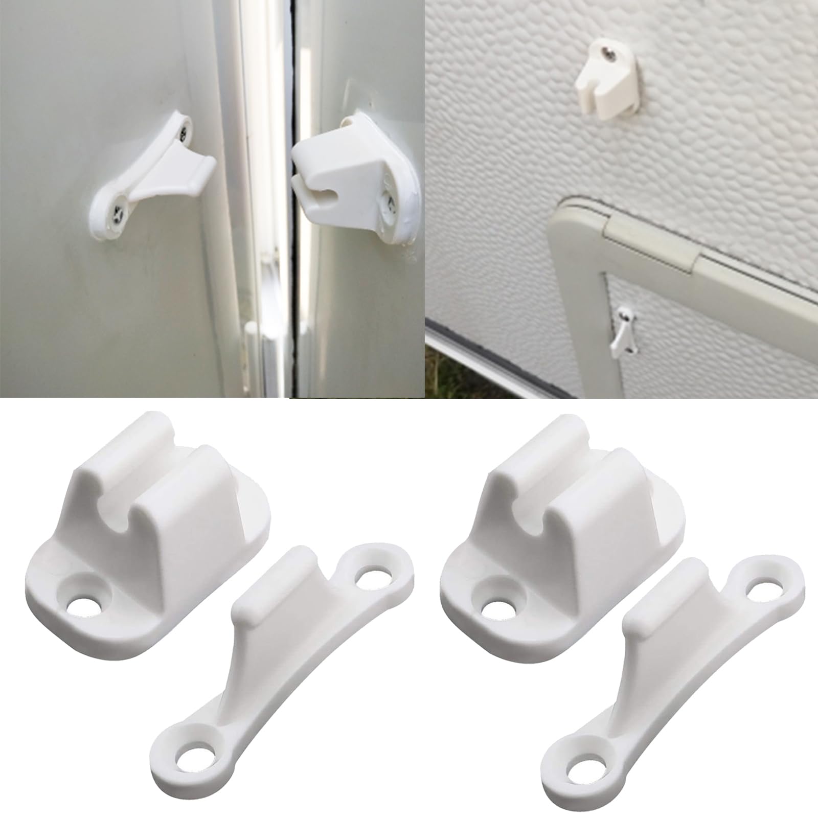 AUTOXBERT 2 Pcs Locker Retainer Catch Caravan Door Retainer Catch Door Locker Catch Retaine T Shape Door Stop for RV Motorhome Camper Trailer Travel Baggage (White)