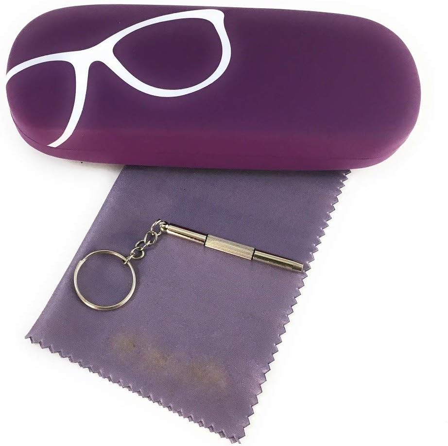 Hard Shell Glasses Case Kit With a Cleaning Cloth and Repair Tool For Men or Women