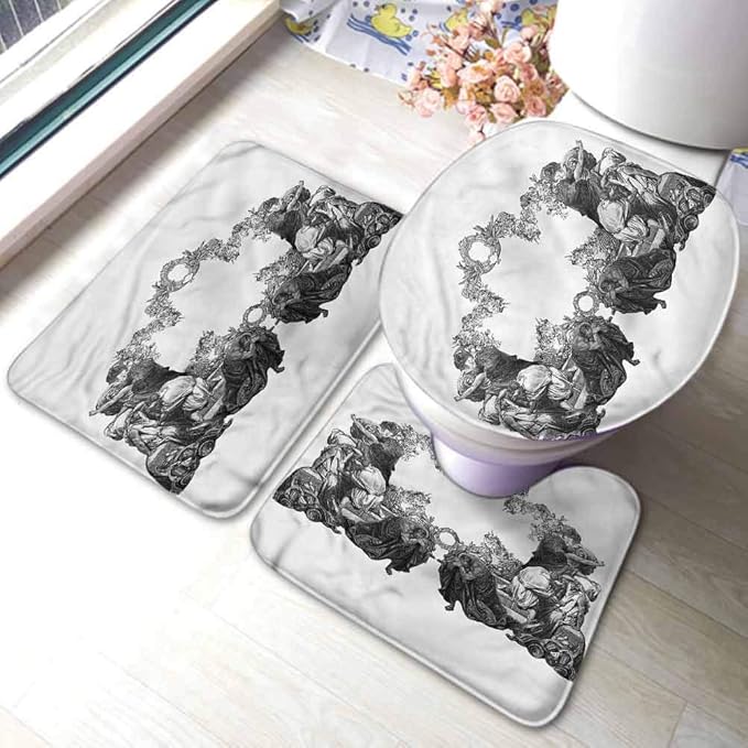 Victorian Bathroom Rug Mats Set 3 Piece, Extra Soft Luxury