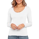 Womens Long Sleeve Tops Baselayer for Women V Neck Soft Casual Slim Stretch Underscrub
