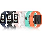 Z.DuDuZAZA 6PCS Strap Compatible with Xiaomi Smart Band 9 Active Wrist Belt Replacement, Adjustable Silicone Watch Bracelet Integrated with Case for Mi Smart Band 9 Active
