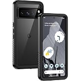 Lanhiem Pixel 8 Pro Case, IP68 Waterproof Dustproof Case with Built-in Screen Protector, Rugged Full Body Shockproof Protective Clear Cover for Google Pixel 8 Pro, Black