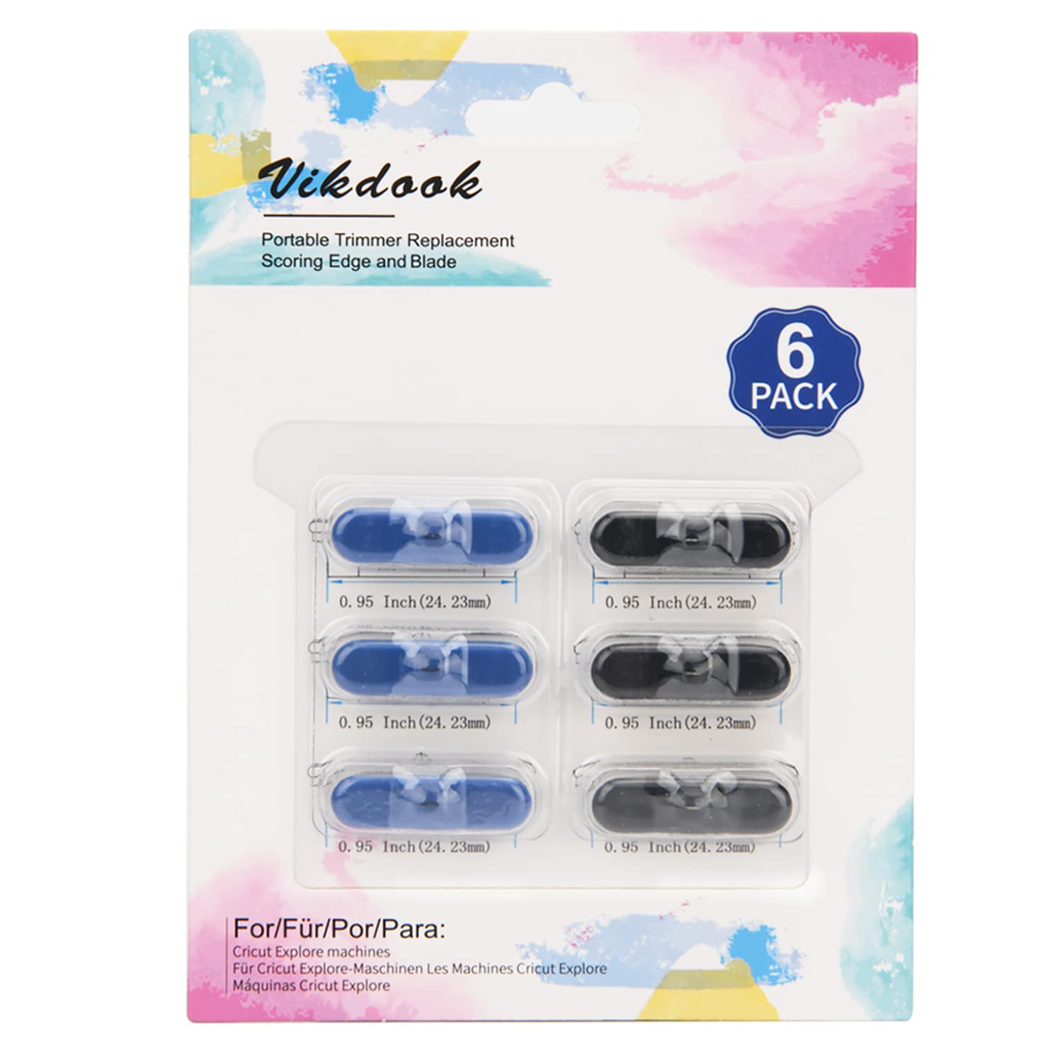 VIKDOOK Paper Cutter Replacement Blade for Cricut Portable Trimer 12” 13” Roller Holder Cutter Replace Cutting Scoring Blade for Cricut Timmer (6 Pack-3 Cutting and 3 Scoring Blades)