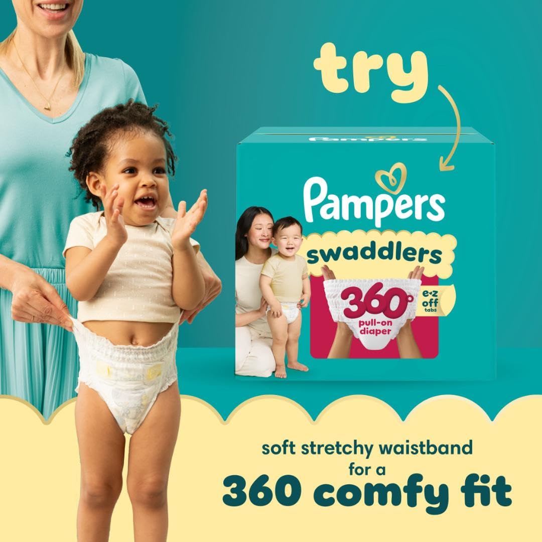 Pampers Swaddlers Diapers, Size 5 (20-37 lbs), 132 Count, Absorbent, Keeps Baby Dry and Comfortable, Skin Safe Disposable Baby Diaper (Packaging May Vary)