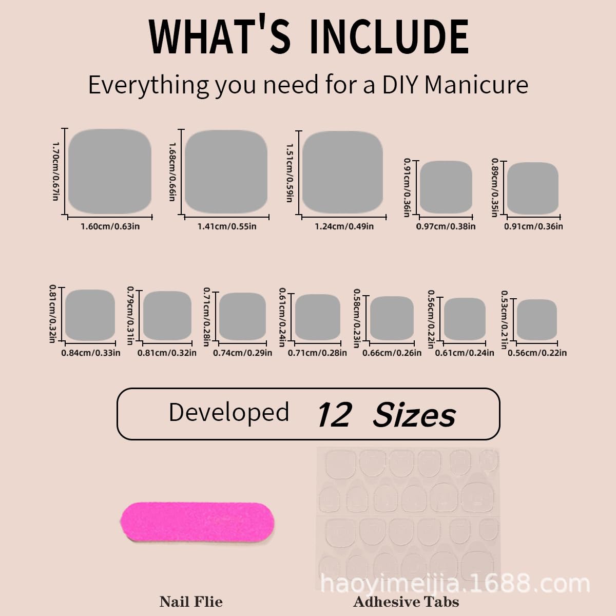 48 Pcs Black French Tip Press on Nails Medium Square & Press on Toenails Set Medium Nail Press ons with Black French Tip Designs Glossy Fake Nails Acrylic Nails Stick on Nails for Women Manicure - Image 6