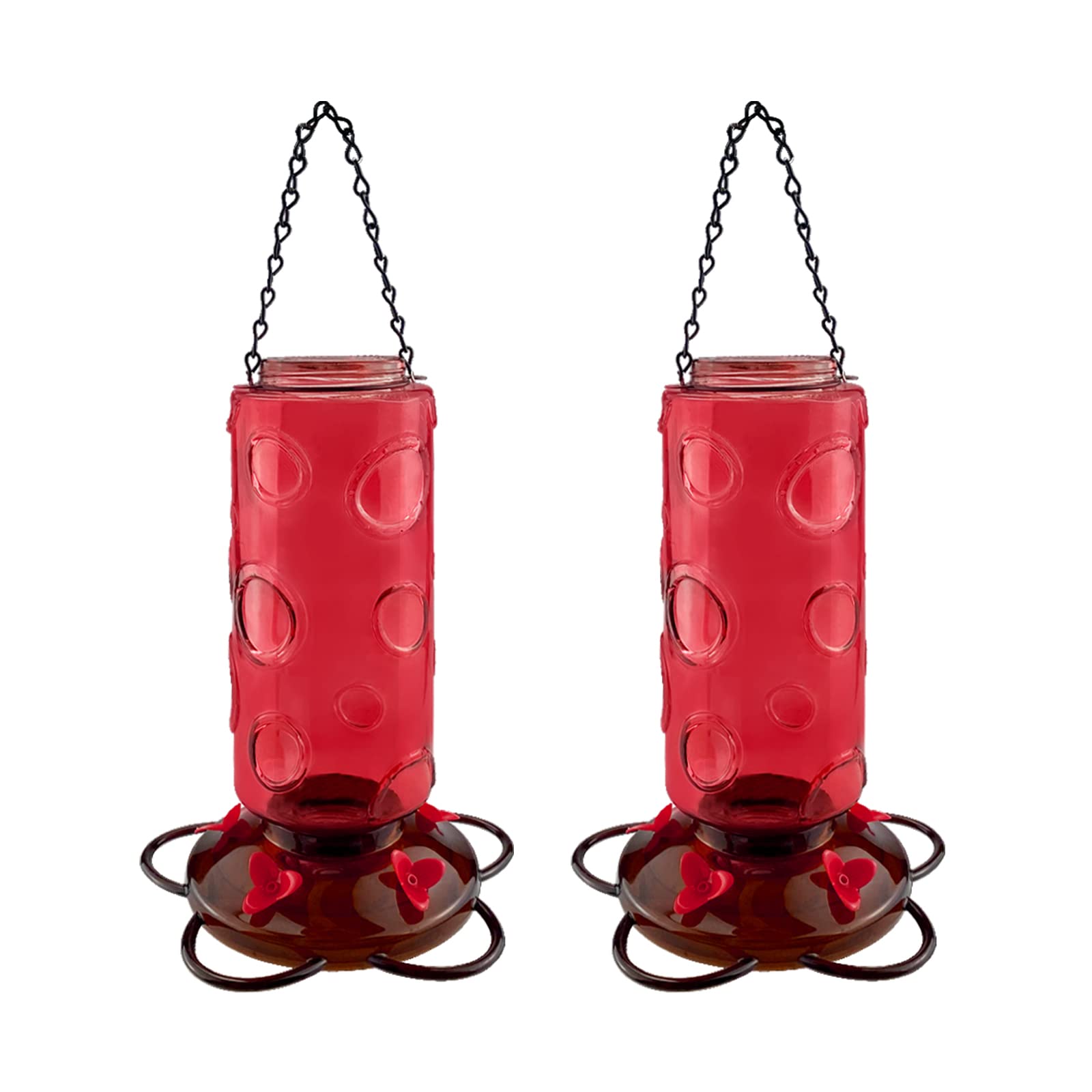 Photo 1 of Urban Deco Large Capacity Hummingbird Feeders for Outdoors Hanging Wild Bird Feeders with 5 Nectar Bird Feeding Station 30 OZ Red Glass Bird Feeder - (Pack of 2)
