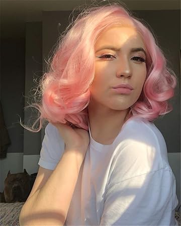 Amazon Com Heahair Short Lace Front Wigs Pink Wave Bob Hairstyle