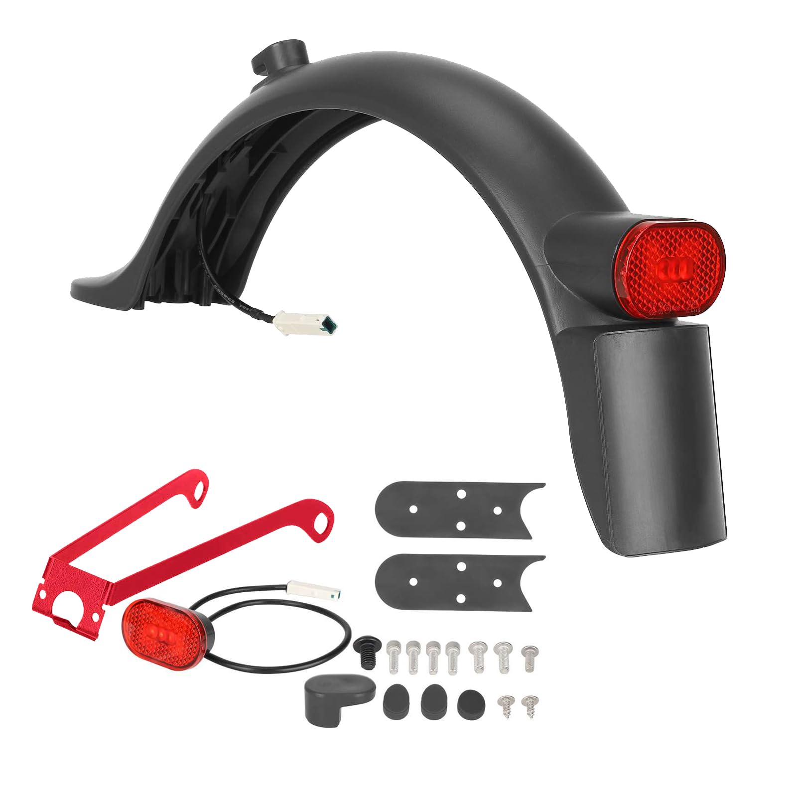 Natcoo Mudguard for Electric Scooter with Metal Bracket, Fender & License Plate Frame Integrated Design, Rear Fender for Xiaomi M365/Pro/Pro 2/1S/Essential/Mi 3 - Red
