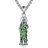 Hancock Patron Saint Necklace Sterling Silver Amulet Medal Pendant Religious Protector Jewelry Gifts for Women Men