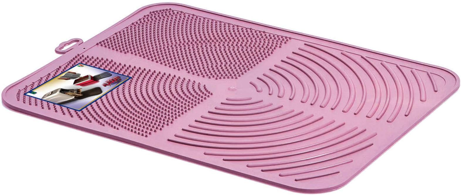 CAT CENTRE Pink Cat Litter Tray Mat Clean Floor Quality Waterproof Pet Mat Box Pan Toilet Urine Proof Pad Trapper Catcher Loo Placemat Kitten BPA-Free Grooved Design Scatter Control