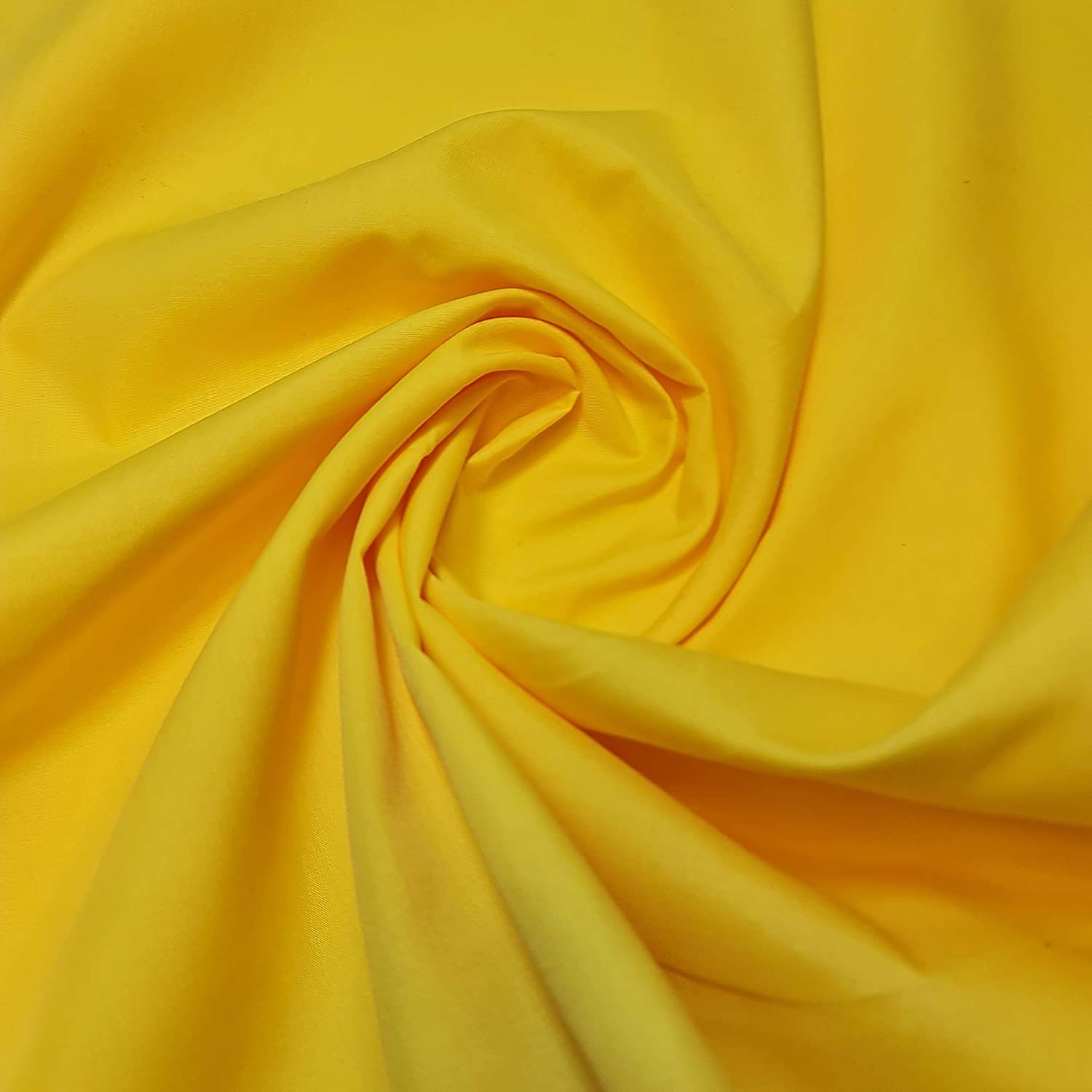 Textile Station Plain/Solid Dyed Polyester Polycotton Dress Craft Fabric Material 44" - 112 cm Wide Sold As 1 Meter Pre - Cut Lengths (Available in 42 Colours)(Flo Yellow, 5 Meter)