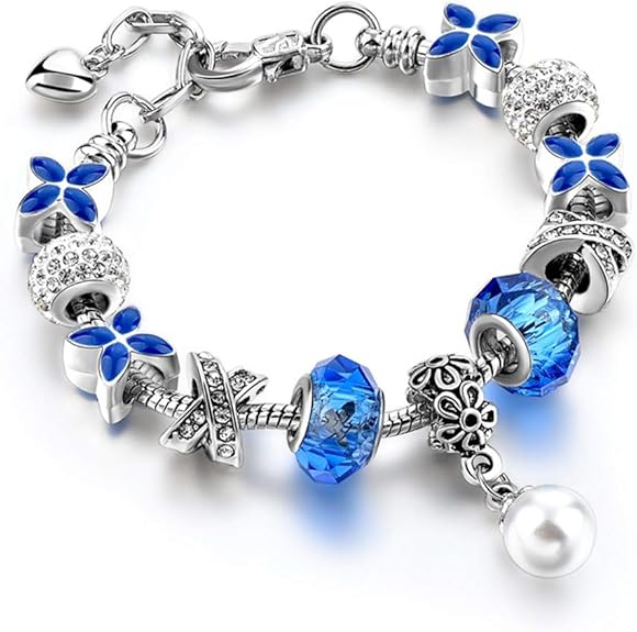 Blue Flower Bracelet & Bangles Charms for Women Luxury Jewelry Making