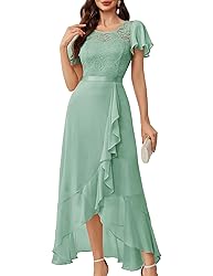 BeryLove Prom Dresses for Women Wedding Guest Ruffe