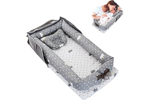 Loevin Baby Lounger Cover for Newborn 100% Cotton,Baby Nest Cosleeping Baby Bed Portable,Newborn Lounger Adjustable Size & Strong Zipper Lengthen Space to 3 Tears Old