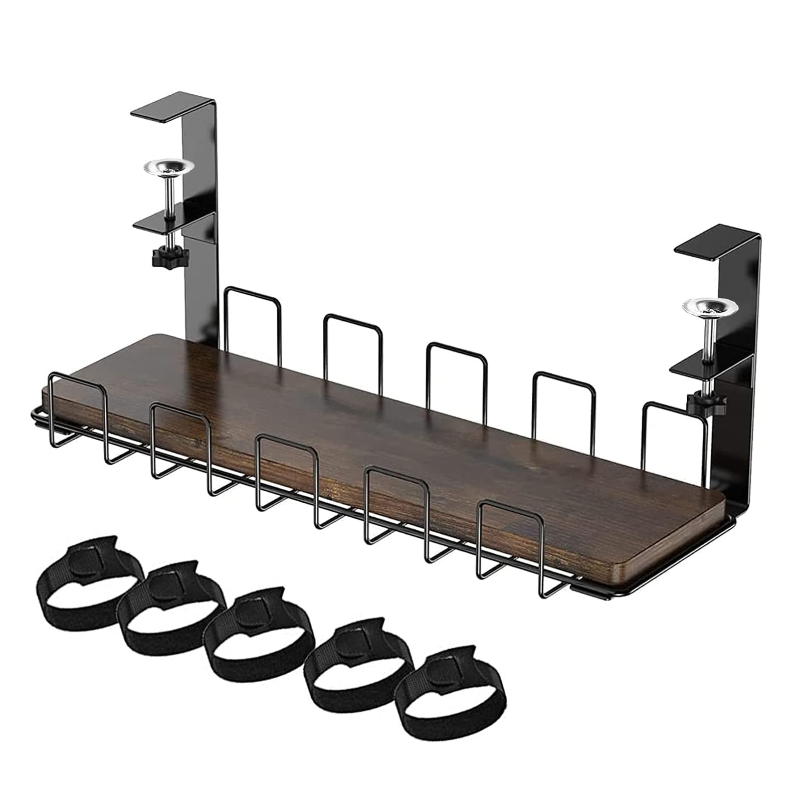 YIUTERA Under Desk Cable Managet Tray, Smooth and Flat Wooden Boards, Easy to Place Securely, Managing Cables, Power Strips, Messy Items, Keep Tidy, No-Drill, Holds up 5 Kg, Black (desk wire tray 1)