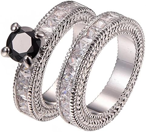 Black onyx White Sapphire 925 Sterling Silver Filled Ring Size M To U 1/2 F1324