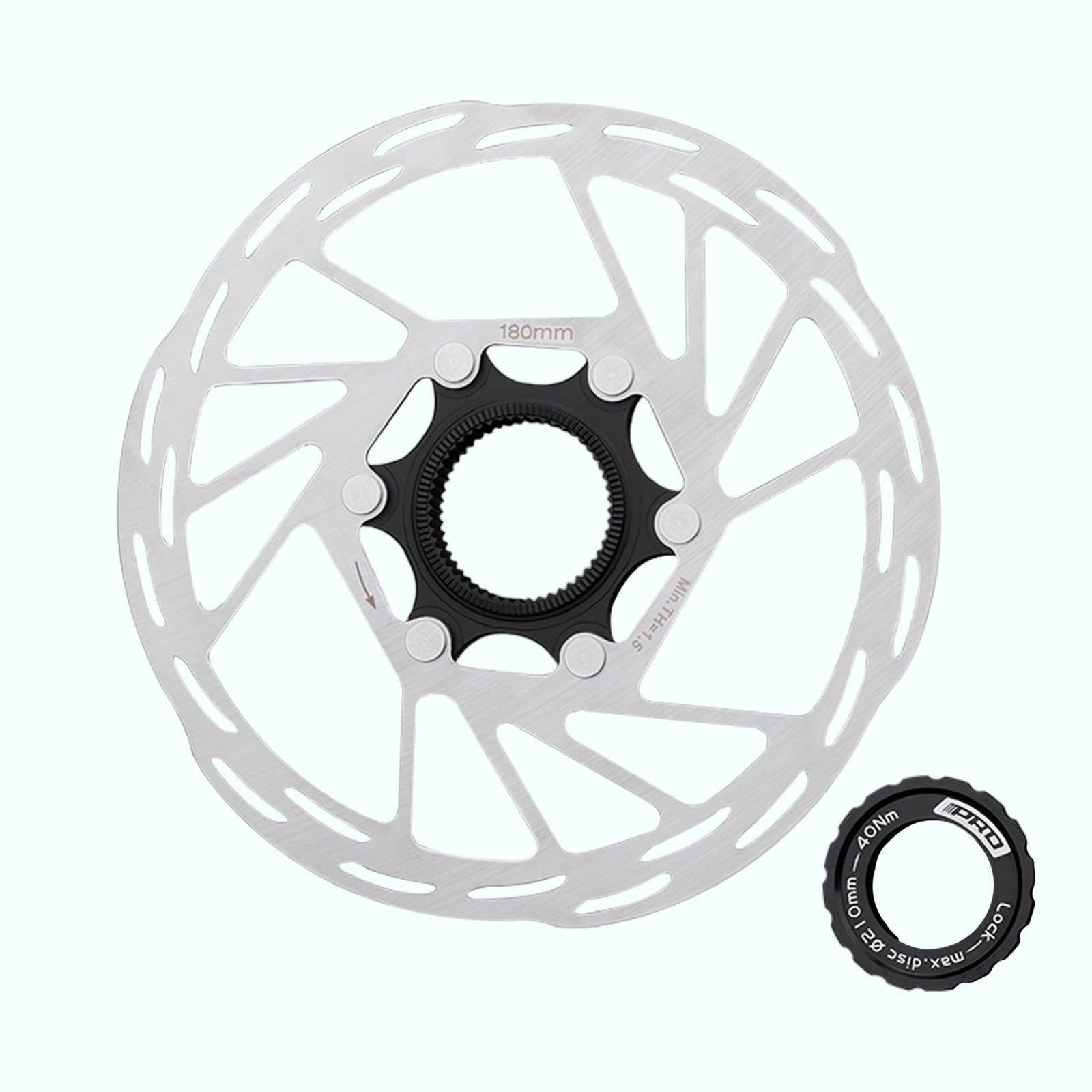 Jane Eyre Centre Lock Disc, Bicycle Centre Lock Brake Disc with Lock Cover 180mm Suitable for Mountain Bikes, Road Bikes