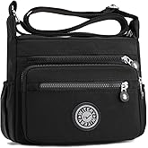 WITERY Nylon Crossboby Bag for Women - Waterproof Zipper Multi-pocket Travel Shoulder Bag Purse, Lightweight Messenger Bag