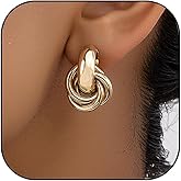 Gold Knot Earrings for Women Trendy Gold Stud Earrings Chunky Gold Dangle Earrings Love Knot Statement Earrings for Women Jewelry