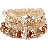 FUTIMELY Bohemian Crystal Beaded Bracelets Set for Women,Dainty Handmade Multilayer Colorful Charm Bracelet Beaded Stackable Stretch Bracelet Jewelry