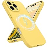 GUAGUA for iPhone 16 Pro Max Silicone Case, Compatible with Magsafe Soft Gel Rubber Slim Microfiber Lining Cushion Texture Cover Shockproof Protective Phone Case for iPhone 16 Pro Max 6.9", Yellow