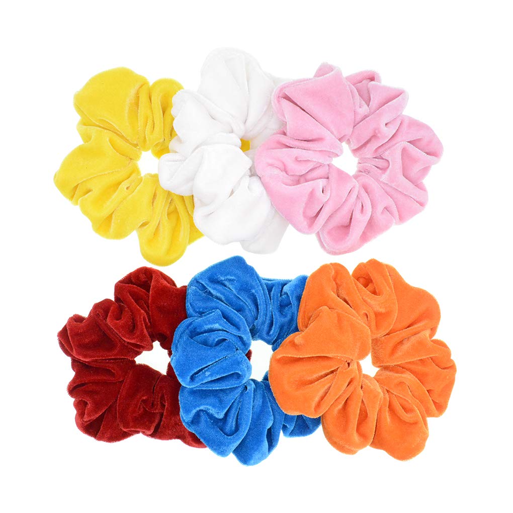 6 Pack Candy Color Large Velvet Scrunchies for Women Large Size Elastic Hair Ties Ropes