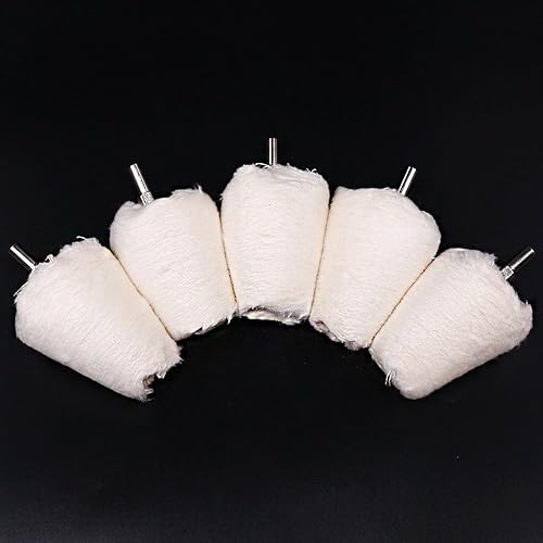 Swpeet 5 Pcs Cone-Shaped White Flannelette Polishing Wheel Grinding Head With