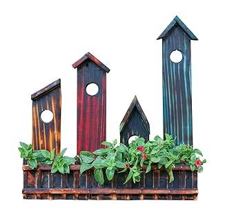 Edenzstudio Wall Hanging Multi Colored Rustic House Planter (Pack of 2)