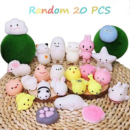 CETIM Mochi Squishy Toy, 20 Pcs Mini Mochi Kawaii Animal Squishies, Soft Squeeze Stress Reliever Balls Toys for Kids And Adults, Pefect Party Favors (20 pack squishies)