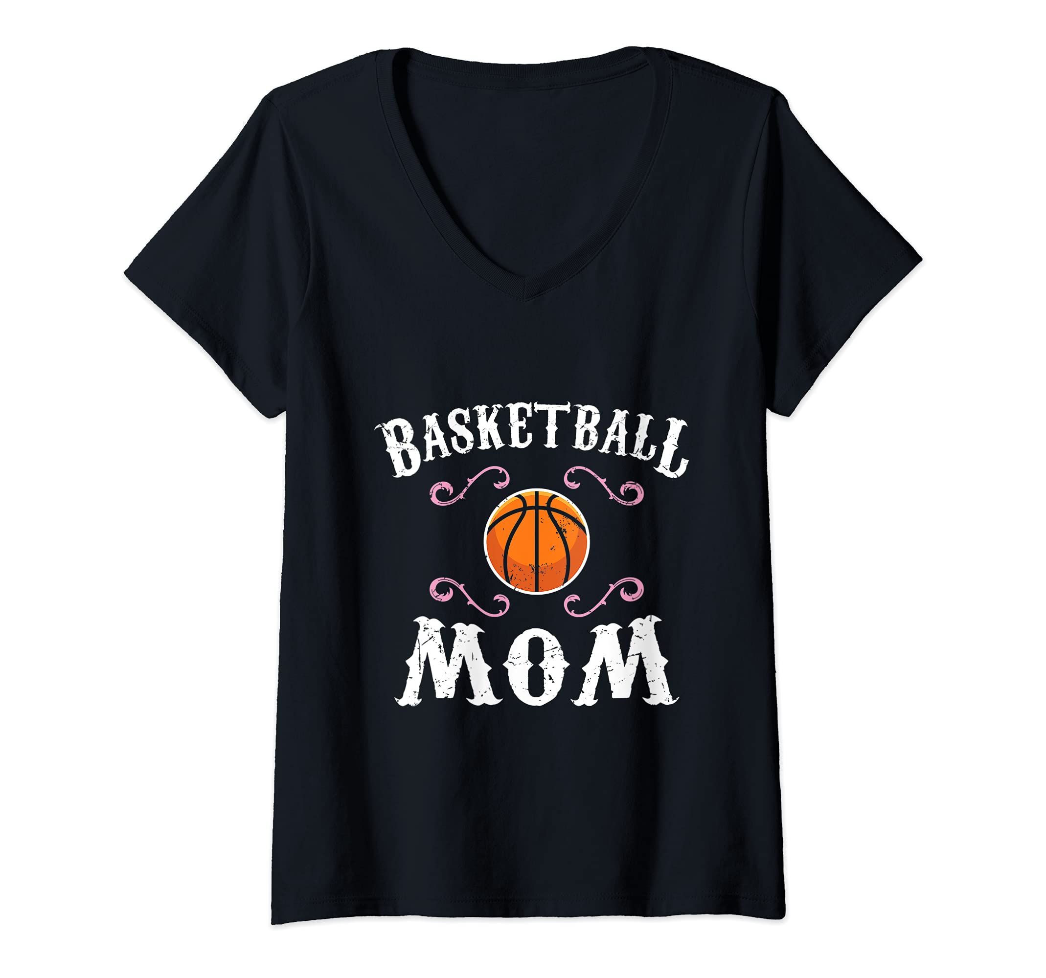 Womens Basketball Mom Tournament Hoops Sports Fan March V-Neck T-Shirt