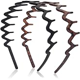 Dresyu Zig Zag Headbands for Women Men, Non-slip Plastic Wavy Headband with Teeth Comb Hairbands Classic 90s Hair Accessories 2pcs