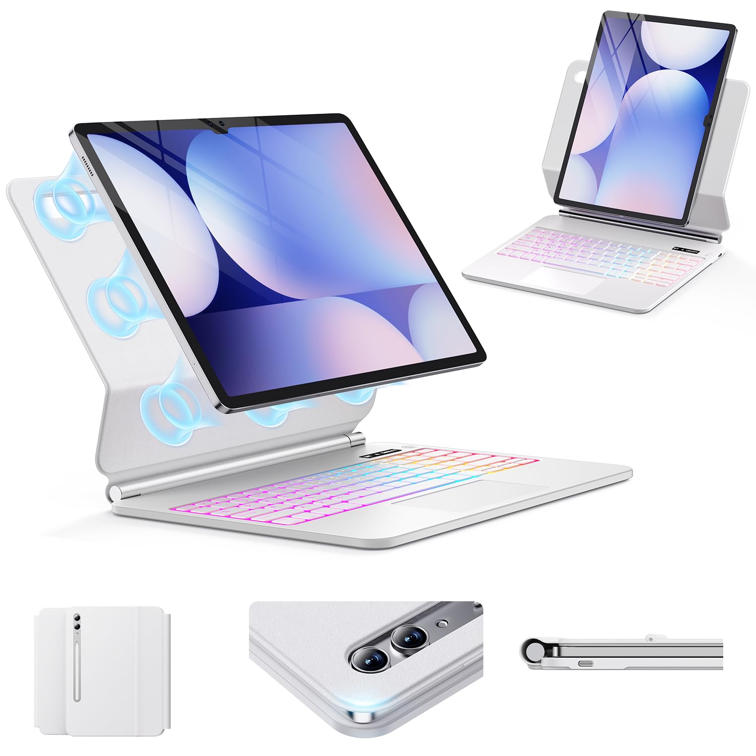 Photo 1 of Keyboard Case for Samsung Galaxy Tab S10+ Plus/S9+ Plus/S9 FE+ Plus/S8+ Plus/S7+ Plus/S7 FE Case for 12.4" with Multi-Touch Trackpad - Magic-Style Magnetic (White)