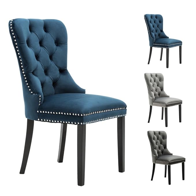 Elegant Upholstered Fabric Dining Chairs, Armless Accent Chair Set of 2