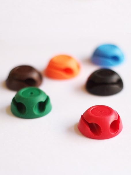 InddusHome - Multipurpose Cable Holder Clips Organiser with Double Tape - Pack of 6 (Assorted Colours)