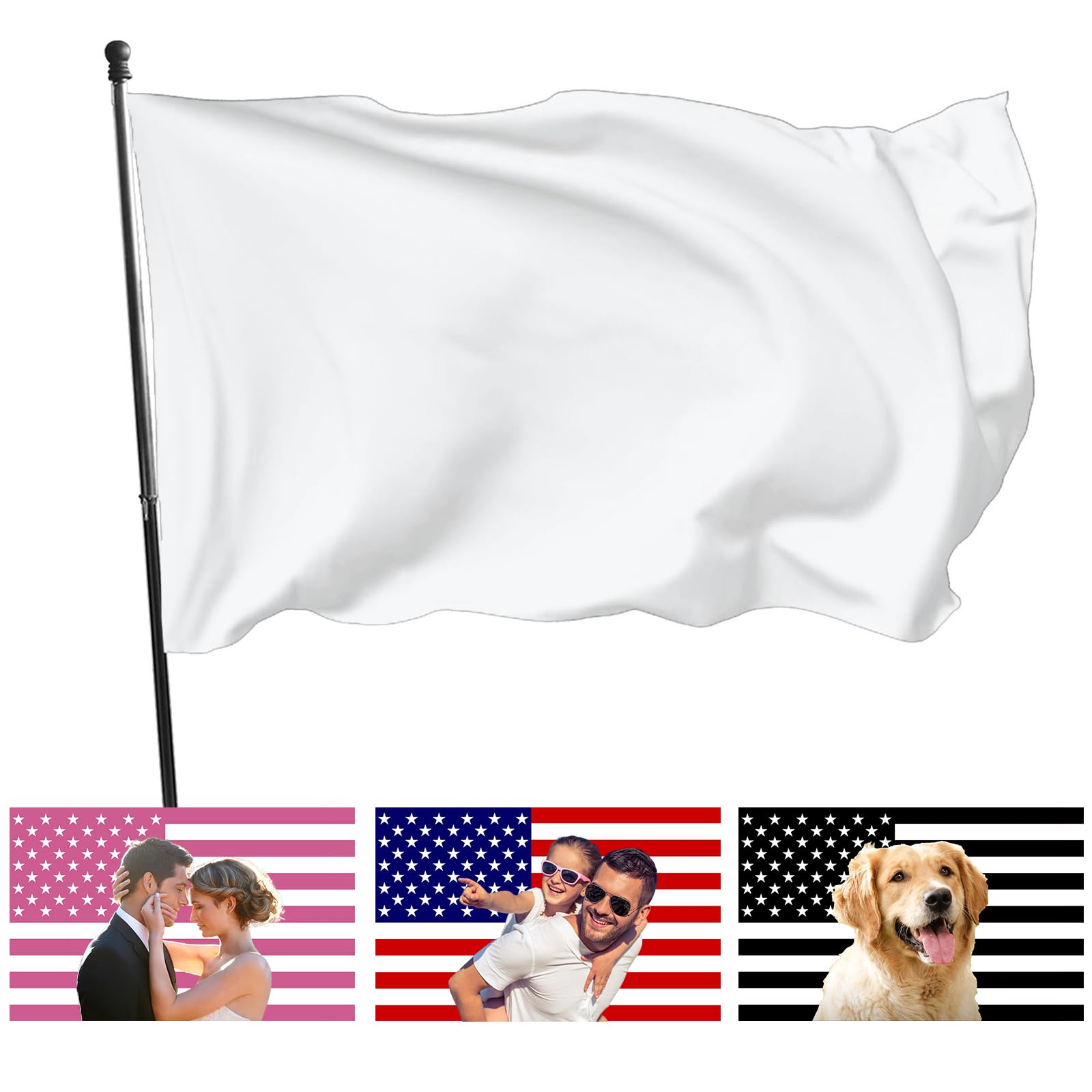 Photo 1 of Custom Flag 3x5 FT Design Your Own Logo/Image/Text Double Sided Customize Banner Personalized Business Activities Decoration Outdoor Advertising Flags, Pure white