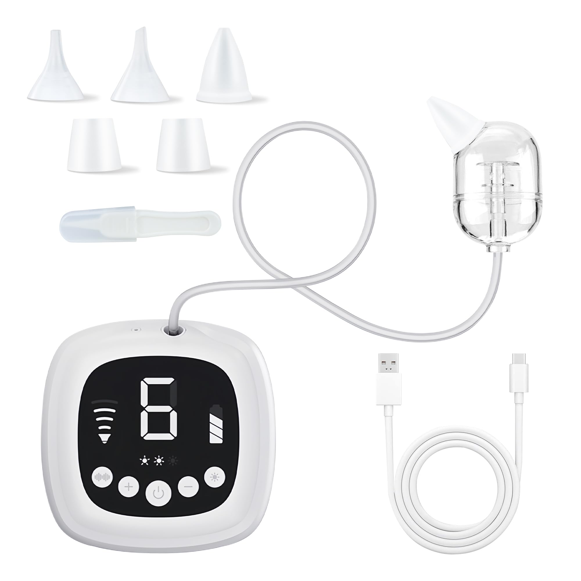 Photo 1 of TopQuaFocus Electric Baby Nasal Aspirator, Nose Sucker for Toddler, 9 Levels Suction Power for Children's Nasal Cleans, Soothing Night Light and Nursery Rhyme, 5 Silicone Tips