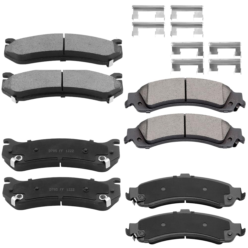 Photo 1 of RotoForce 8Pcs Front & Rear Ceramic Disc Brake Pads Set Fit for 2000-2006 Chevrolet Avalanche Silverado 1500 Suburban 1500 Tahoe 2002-2006 Cadillac Escalade ESV/EXT 2000-2006 GMC Yukon Sierra 1500