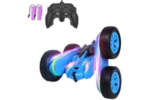 Kribin Remote Control Car, RC Car with Sides Light Strip and Headlights - Toy for Boys 4-7 - Blue