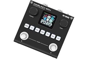 M-KVIVE Black Pedal Box Portable Multi-Effects Guitar/Bass Amplifier Modeler with 6 Effects Modules, 80 Editable Presets & Rechargeable Battery