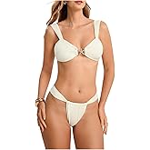 OYOANGLE Women's Two Piece Starfish Decor Bikini Sets High Cut String Thong Swimsuit Cheeky Bathing Suit