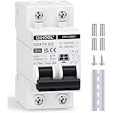 DIHOOL Solar Disconnect Switch, 30 Amp 2 Pole, DIN Rail Mount, Non Polarized, 12V 24V 48V 400V, AC/DC Circuit Breaker, RV Battery Isolator, PV Array MCB, Thermal Magnetic Trip
